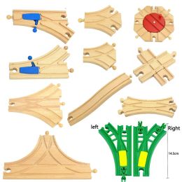 All Kinds Wooden Track Parts Beech Wooden Railway Train Track Toy Accessories Fit Biro All Brands Wood Tracks Toys For Kids Gift