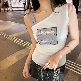 Designer Luxury Celins Classic Lovers 2024 new printed solid sleeve T-shirt drawing classic spring and summer Chan new 2024 High quality CC tank top designer clothes