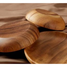 NEW 1pc Kitchen Round Wooden Dried Fruit Tray Snack Plate Handcraft Food Dish Tray Walnut Wood Tableware Japanese Kitchen Cake Stand- for Handcraft Food Dish