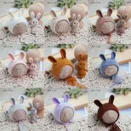 Accessories Newborn photography hat rabbit props mink rabbit doll hat set photo studio style studio shooting accessories