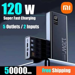 Cell Phone Power Banks 120W 50000mAh High Capacity Power Bank 4 in 1 Fast Charging Powerbank Portable Battery Charger For iPhone Samsung Huawei 2443