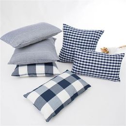 2024 New Plaid Striped Polyester Cotton Canvas Cushion Cover Pillow Case Navy Blue Chair Sofa Home Decor Throw Pillow Cover Sure, here are