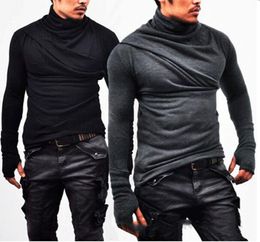 Fashion Korean Casual Heap Collar Long Sleeves Shirt Men Shirt Glove Sleeves Slim Fit T Shirt Long Section Sweater new design man 3736919