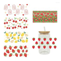 Window Stickers 3D UV DTF Transfers 16oz Cup Wraps Food Fruit Strawberry Printed For DIY Glass Ceramic Metal Leather Etc. D93