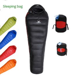 Gear Very Warm White Goose Down Filled Adult Mummy Style Sleeping Bag Fit for Winter Thermal 4 Kinds of Thickness Camping Travel