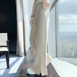 Women's Pants Cross Legged Wide Leg For Autumn And Winter High Waisted Loose Casual Straight Short Floor Mopping