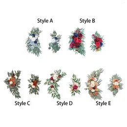 Decorative Flowers Wedding Arch Handmade Wall Fake Flower Welcome Sign Floral Swag For Front Door Party Table Home