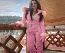 Women Fashion One Piece Ski Jumpsuit Casual Thick Winter Warm Snowboard Skisuit Outdoor Sports Skiing Pant Sets Zipper Ski Suit3205513