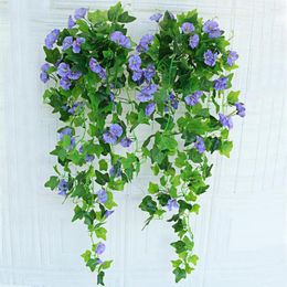 Decorative Flowers Durable Attractive Hanging Artificial Silk Morning Glory Imitation Flower Useful Fake Plant For Party