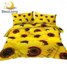 Bedding Sets BlessLiving Flowers Duvet Cover Set Sunflower Blossoms Bedclothes 3D Printed Floral 3-Piece Stylish Quilt