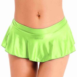 Urban Sexy Dresses WomensSexy Miniskirt Nightwear Low Rise Glossy Ruffled Short Mini Skirt Clubwear Solid Color ruffled Female Bikini Cover Ups 240403