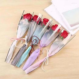 Gift Wrap 5pcs Flower Packing Bags Gradient Colour Single Rose Packaging Paper Bag Cases Wedding Party Wrapping Decoration