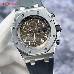 Custom AP Wrist Watch Royal Oak Offshore Series 26470ST Precision Steel Brown Disc Timing Function Automatic Mechanical Mens Watch 42mm