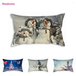 Pillow Christmas Decoration Santa Claus Snowman Xmas Decorative Lumbar Sofa Rectangle Waist Case Car Seat Cover 30x50cm