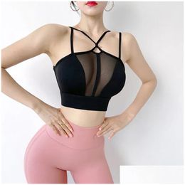 Yoga Outfits Women Breathable Mesh Sports Bra Support Crop Top Female Fiess Sportswear Drop Delivery Outdoors Athletic Outdoor Apparel Otrfc