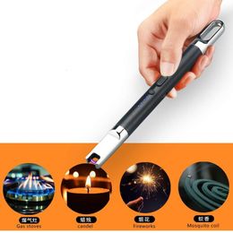 Plasma Pulse Candle Lighter Long Kitchen Without Gas Stove Arc Windproof Flameless Electric USB Lighter with Hook BBQ Outdoor