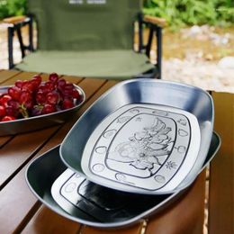 Decorative Figurines Outdoor Camping Fruit Plate European Vintage Tinplate Tableware Self-Driving Portable Barbecue Budhism