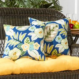 Pillow Greendale Home Fashions Marlow Blue Floral 17" Square Outdoor Throw (Set Of 2)