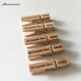 Party Decoration X100 Mi Communion Craft Pegs Personalized Mini Clothespins Name Decorated Wooden Po Wall Natural Clips Gift