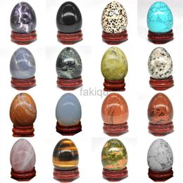 Massage Stones Rocks 30x40mm Easter Egg Shaped Stone Natural Healing Crystal Kegel Massage Accessory Minerale Reiki Gemstone Craft Figures Home Decor 240403