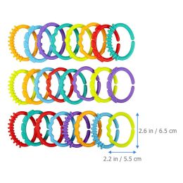 24 Pcs Teething Rings For Babies Chain Link Baby Links Rings Plastic Crib Toy Toys Stroller Hanging Kids Connecting