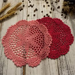 Table Mats Round Placemat Cup Mug Kitchen Christmas Place Mat Cloth Lace Crochet Tea Coffee Pan Doily Handmade Pad