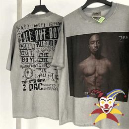 Men's T-Shirts Washed Cement Grey T-shirt Men Women Direct Spray Printing Of Portraits Tee Tops T Shirt J240402