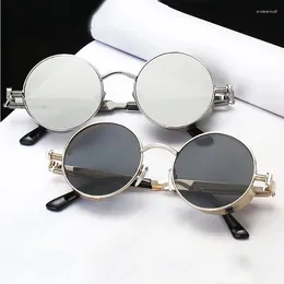 Sunglasses FOENIXSONG Women's Round For Men Women Gothic Steam Punk Retro Steampunk Sun Glasses Fashion Mirror Eyewear