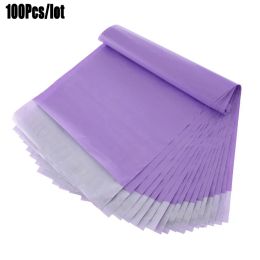 Mailers 100Pcs Purple Courier Mailer Bags Packaging Poly Package Plastic SelfAdhesive Mailing Express Bag Envelope Postal Pouch Mailing