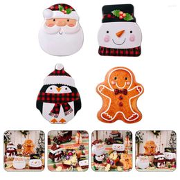 Storage Bottles 4 Pcs Christmas Tin Box Cookie Lid Decor Candy Holder Cake Decorations Sugar Case Jar Gingerbread Man Containers