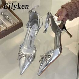 Dress Shoes CRYSTAL Butterfly-knot Pointed Toe Women Pumps Sexy Slingbacks High Heels Pole Dance Zapatos De Mujer H240403