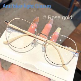 Sunglasses Clear Glasses Women Polygonal Metal Frame Eye 0 Flat Mirror Girls Eyewear Anti Blue Light Fashion Eyeglasses