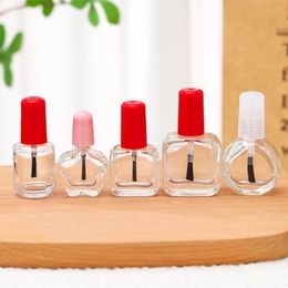 Empty Transparent Glass Nail Polish Bottle Empty With Lid Brush Cosmetic Containers Nail Glass Bottles With Brush