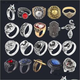 Band Rings Game Dark Sos Series Men Havels Demons Scar Chloranthy Badge Metal Ring Male Fans Cosplay Jewellery Accessories L230620 Drop Dh2N4