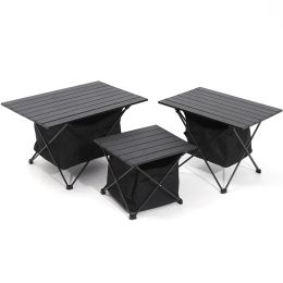 Furnishings Ultralight Folding Aluminum Alloy Camping Table Outdoor Dinner Party Picnic Bbq Black Foldable Desk with Storage Bag