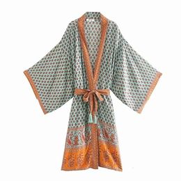 22 Sd9296 Spring/Summer New European Station Cotton Positioning Printing Belt And Kimono Coat