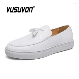 Casual Shoes Men Loafers Split Leather 38-47 Size Breathable Fashion Soft Outdoor Summer White Mules Dress Walking Flats