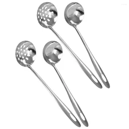 Disposable Flatware 4pcs Soup Ladle Colander Stainless Steel Spoons Handle Spoon Kitchen Cooking Utensils For Pot