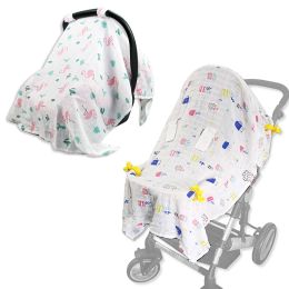 Baby Stroller Accessories Muslin Blanket Car Seat Cover Breathable Sunshade Safety Basket Cart Cradle Cap Visor Sun Canopy
