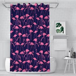 Shower Curtains Pink And Navy Bathroom Flamingo Boho Waterproof Partition Curtain Funny Home Decor Accessories
