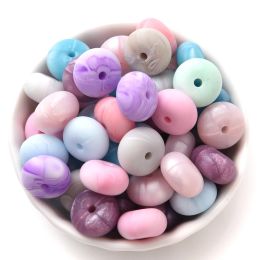 14mm 50Pcs Mini Abacus Silicone Beads Food Grade Saucer Loose Beads for Baby Teether Necklace Pacifier Clip Jewelry Making