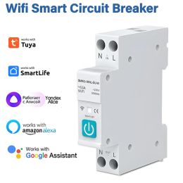 Tuya WIFI Smart Circuit Breaker 1P 10/16/25/32/40/63A DIN Rail With Metering Work With Smart Life Alexa Home Alice