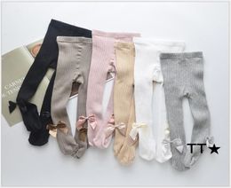 Spring And Autumn Girls Leggings Pants Dress Socks Baby Girl Pantyhose With Bowknot Kids Cotton Warm White Dance Long Socks 6 Colo3473646