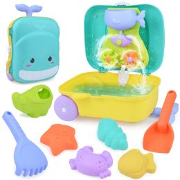 Children's Summer Beach Toy Set Whale Luggage Trolley Case Summer Sand Shovel Outdoor Water Playing Toys
