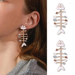 Stud Earrings Makersland For Women Jewellery Vintage Fish Skeleton Women's Accessories Fashion Jewellery Girl's Gift 2024