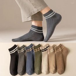 Men's Socks Men Striped Cotton Black Grey Solid Harajuku Designer Retro Short Funny Cute Crew Comfortable Casual Ankle Male Sox