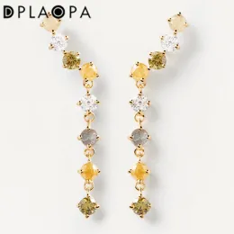 Earrings Dplaopa New Sterling Sier Gold Long Chain Zircon Cz Charm Beads Summer Wedding Fine Jewellery 2022 Jewels