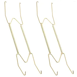 Kitchen Storage 2 Pcs Invisible Spring Hanging Hook Decorative Plate Hangers For The Wall Heavy Duty Clothes Rack Stainless Steel