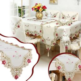 Table Mats Flag Lace Doily Placemat Tray Pad Long Towel European Wine Red And White Tan
