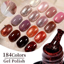 LILYCUTE 6Pcs/Set Nude Glitter Gel Nail Polish Kit Spring Colors Long Lasting Semi Permanent Soak Off Nail Art UV Gel Varnish